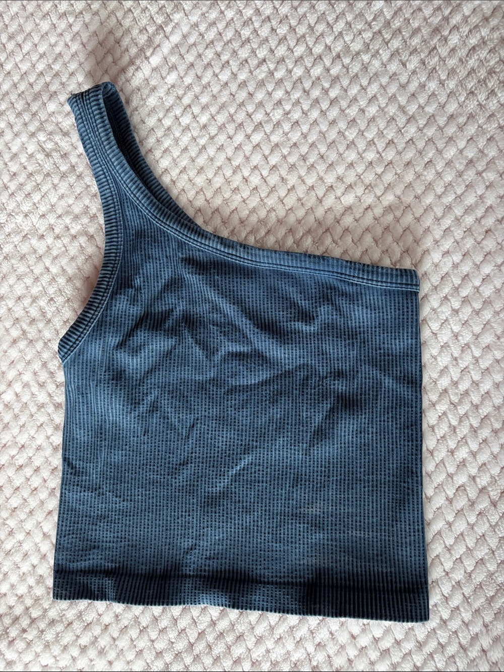 Nikibiki One-Shoulder Ribbed Tank Top - Navy